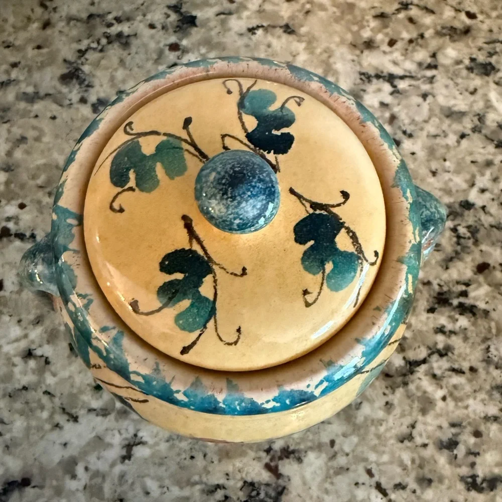Williams Sonoma Ceramic Jar with Rooster Design Made in Italy (Small)